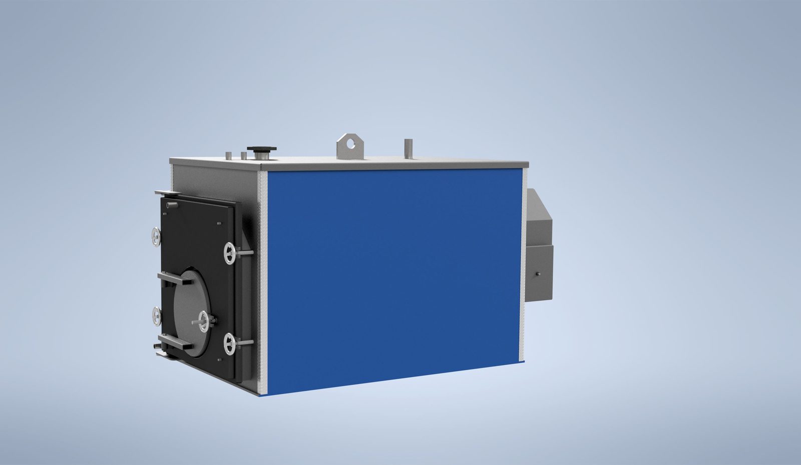 Ranheat MSU 150 150kW wood waste LTHW boiler unit shown on its own with the pressure vessel