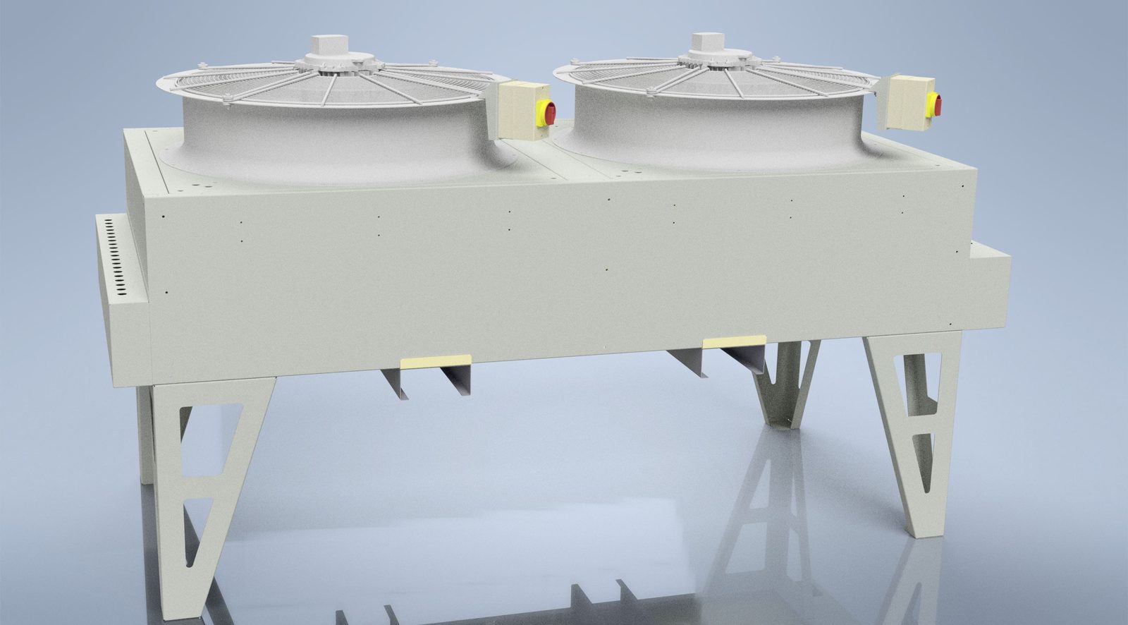 Ranheat 350kW air-cooled heat dissipator option with twin top-mounted fans and steel support legs